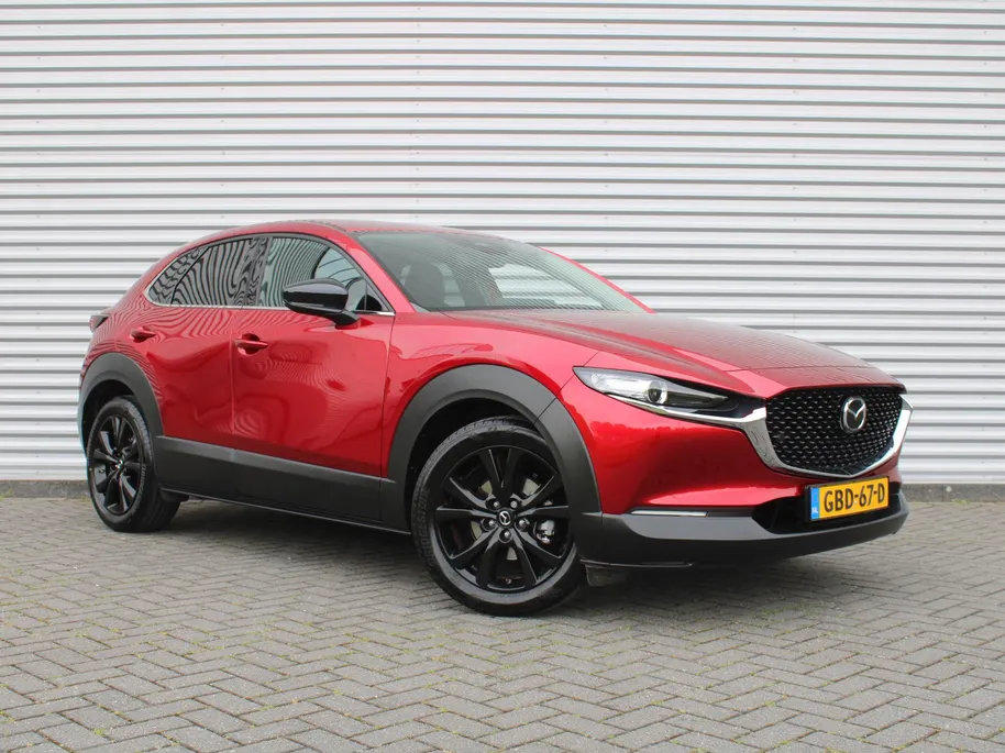 Mazda CX-30 2.0 e-SkyActiv-G M Hybrid Homura | Trekhaak | Camera | Stoelverwarming | HUD | 18" LM | Dodehoek detectie | Elek. achterklep | Cruise adapt. | LED |
