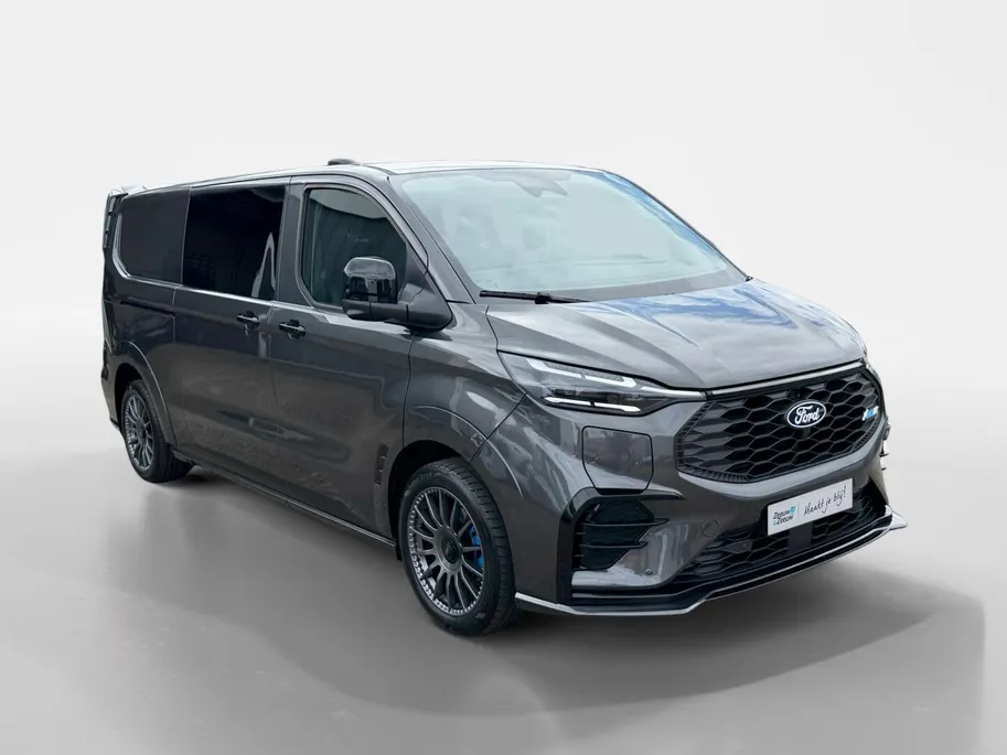 Ford E-Transit Custom 340 L2H1 MS-RT 71 kWh Dubbel Cabine | Nieuw te bestellen | Prijs excl. BTW / Incl. kosten Rijklaarmaken | 278km WLTP Rijbereik | Trekhaak | Adaptieve koplampen | Adaptieve Cruise Control | BLIS | 360 Graden Camera | Dubbele Zijschuifdeuren