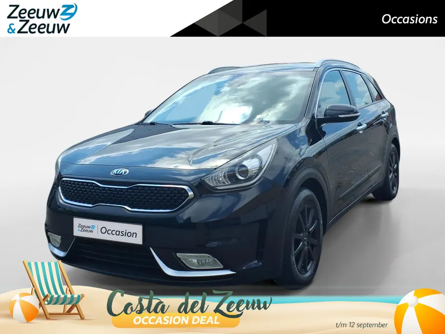 Kia Niro 1.6 GDi Hybrid First Edition achteruitrijcamera , navigatiesysteem full map , electronic climate controle , cruise , parkeersensor , lm velgen zwart .