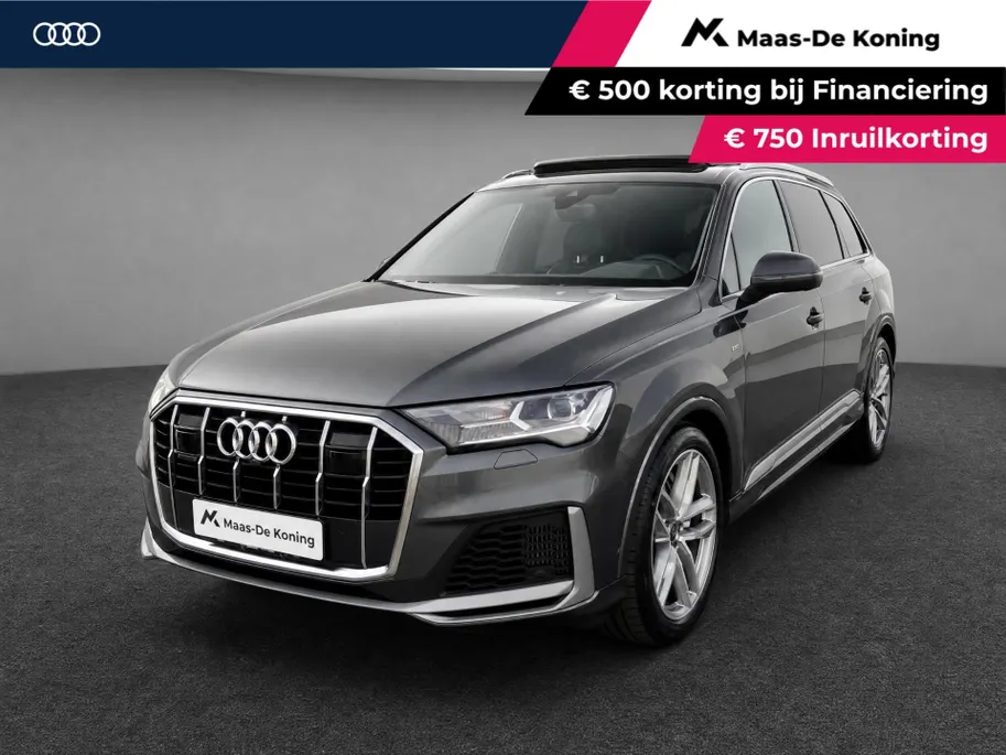 Audi Q7 55 TFSIe 280kW/381PK quattro S Line · Panoramadak · Trekhaak · Luchtvering · 360gr camera · Dodehoeksensor · 21'' · Servosluiting · Adaptive Cruise Control · EXTRA INRUILKORTING ·