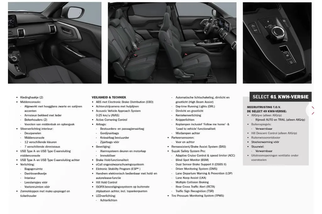 Suzuki e Vitara Select 61 kWh | V.a. €539 in de private lease |