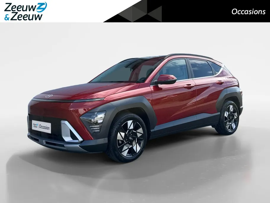 Hyundai Kona 1.6 GDI HEV Premium Sky | Lederen Bekleding| Stoelverwarming v+a| Schuif-kanteldak| Elekrtrisch verstelbare stoelen met geheugen| Dode hoeksensor| MOOIE AUTO