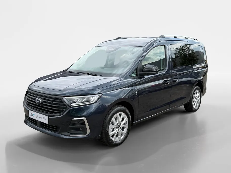 Ford Transit Connect Ford Tourneo Connect PHEV L2 Titanium 7p. | Uit Voorraad Leverbaar | Geel Kenteken | Automaat | Trekhaak | AGR Gecertificeerde Voorstoelen | Achteruitrijcamera | Winter Pakket | Adaptieve Cruise Control