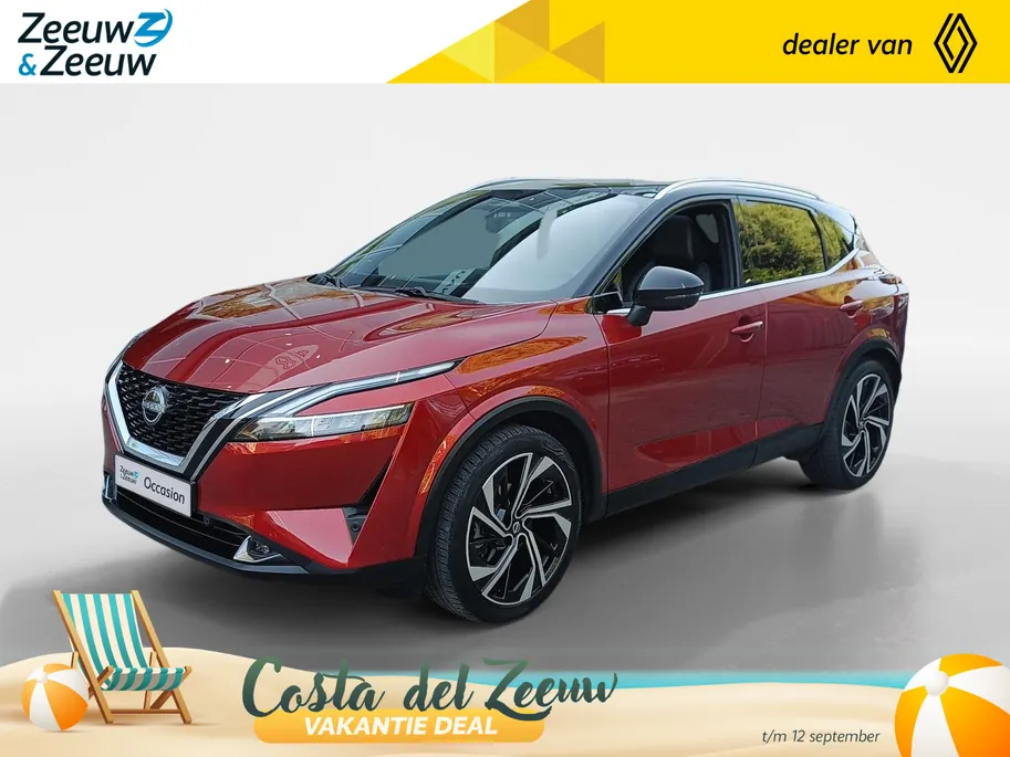 Nissan QASHQAI 1.3 MHEV Xtronic Tekna Plus |Nappa lederen bekleding| Bose audio | Head-up display | Trekhaak | 1800kg trekgewicht | All season banden | Stoelmassage | Stoelgeheugen | Stoel-, voorruit- en stuurverwarming
