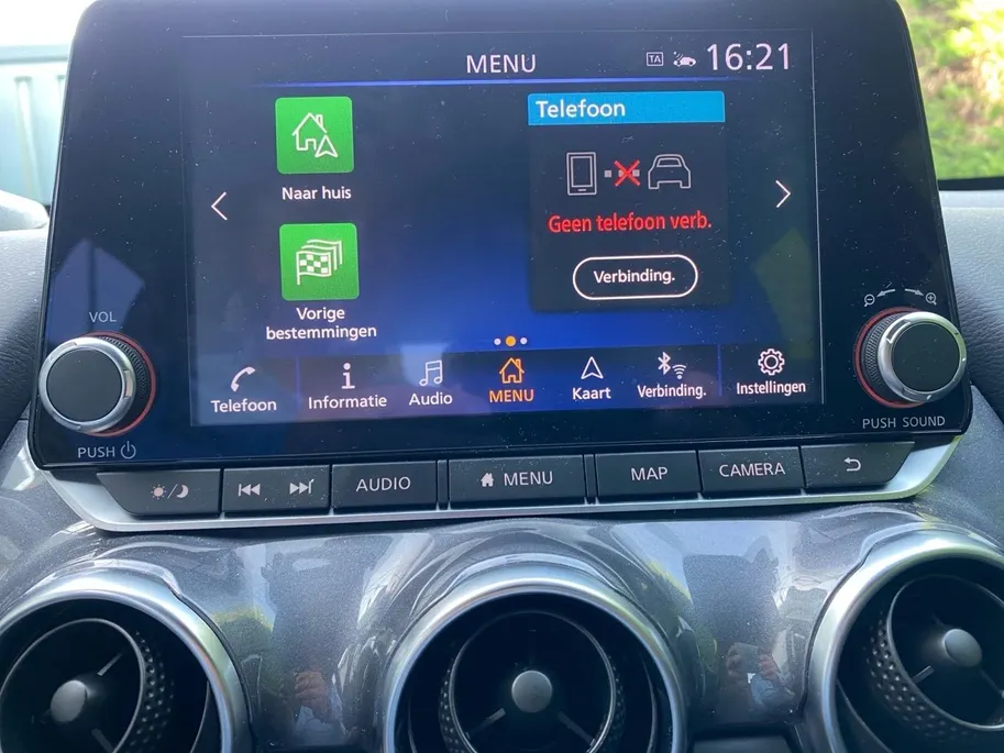 Nissan Juke 1.6 Hybrid N-Design Climate control | Navigatie | Parkeercamera | Stoel en stuurverwarming | 19 inch LM velgen | Cruise control | Keyless | Rijstrookdetectie |
