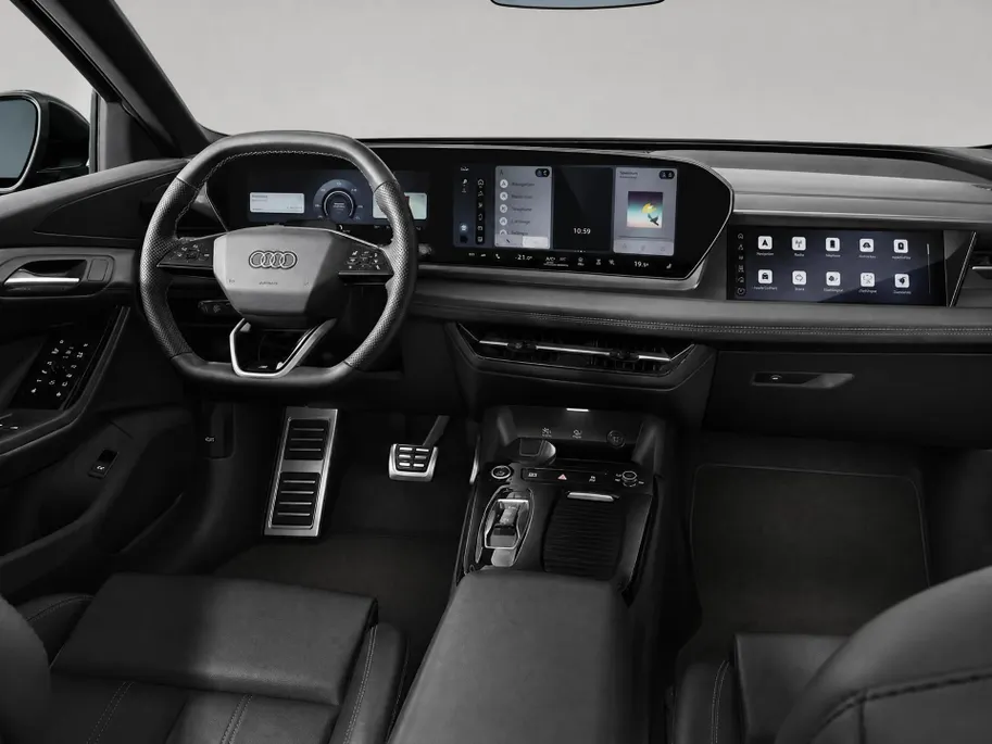 Audi Q6 e-tron S edition 83 kWh 252 PK · Glazen panoramadak · Trekhaak elek. wegklapbaar · S line zwart leder-kunstlederen bekleding