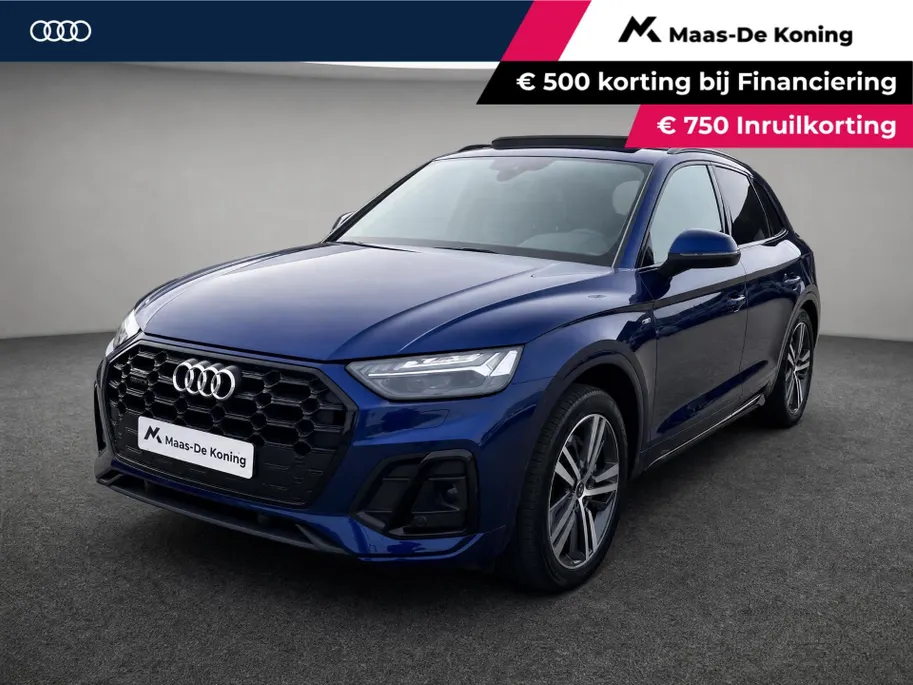 Audi Q5 50 TFSIe 299PK S-tronic S Line · Panoramadak · Camera ·  Luchtvering · Apple/Android Car Play · Keyless · 20'' Inch · Garantie t/m 28-05-2028 of 80000km. · EXTRA INRUILKORTING ·