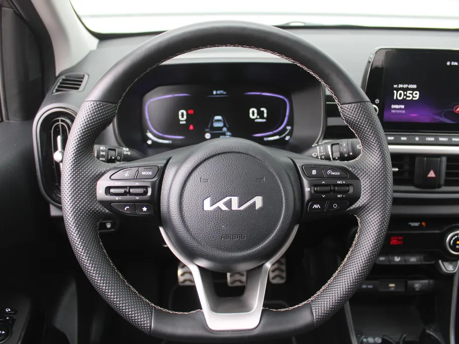 Kia Picanto 1.0 DPI GT-Line | Stuur-/stoelverwarming | Schuifdak | Camera | Dodehoek detectie | Telefoonlader | Clima | Navi | 16' LM | LED | Cruise |