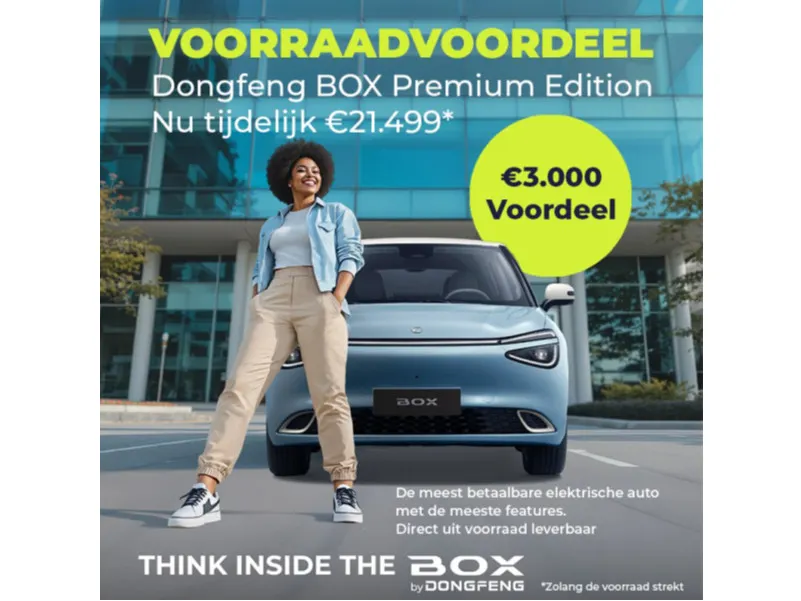 Dongfeng Box Premium Edition 42 kWh | Meest complete EV in prijsklasse | Rijklaarprijs | 5 jaar Fabrieksgarantie * | 8 jaar Garantie op accu *| Voorraadvoordeel van € 3.000,-
