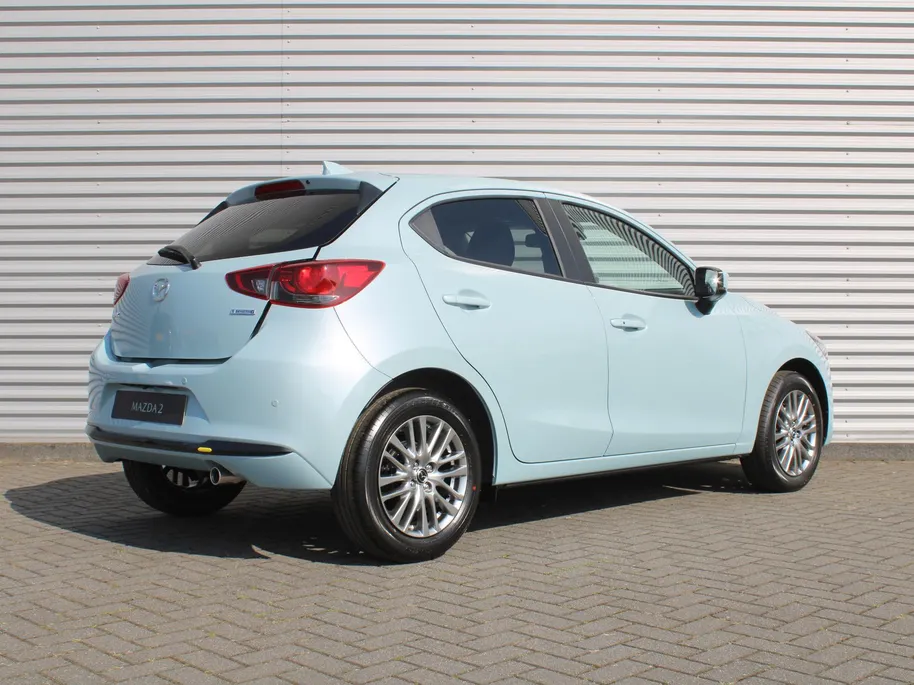 Mazda 2 1.5 e-SkyActiv-G 90PK 6MT Exclusive-Line | Private lease v.a. € 429 p/m | Camera | Dodehoek detectie | Clima | LED | Stoel- / Stuurverwarming |