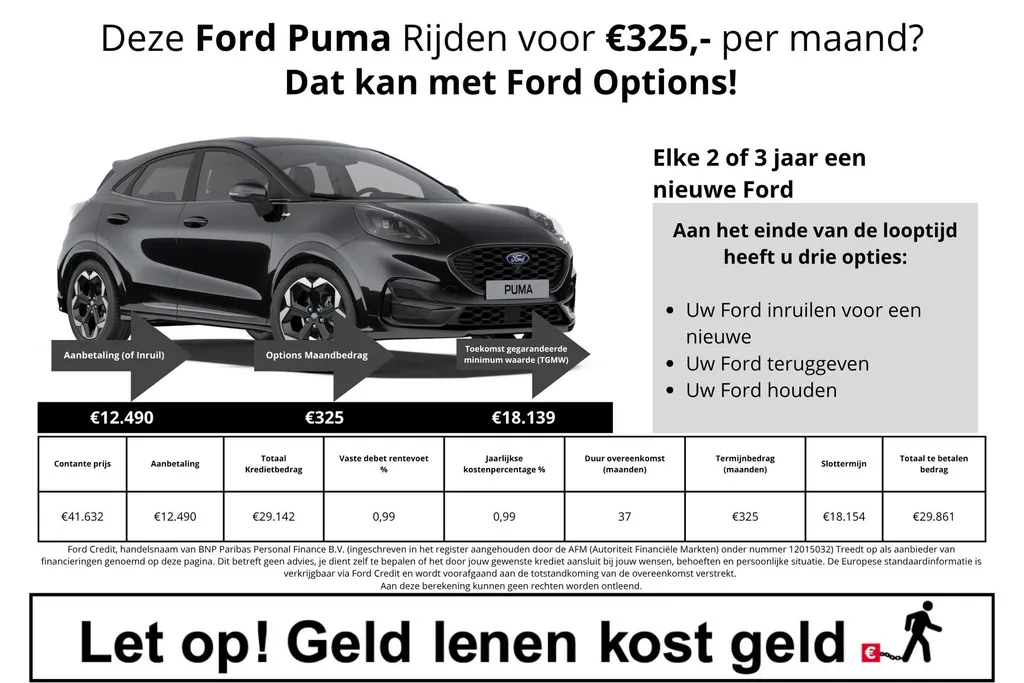 Ford Puma 1.0 EcoBoost Hybrid ST-Line X | Nieuw te bestellen | €5000,- Korting | Driver Assistancepack | Winterpack | 19' Lichtmetaal | Matrix Led | 360Camera | Panoramadak | BLISS | Apple Carplay&Android Auto |