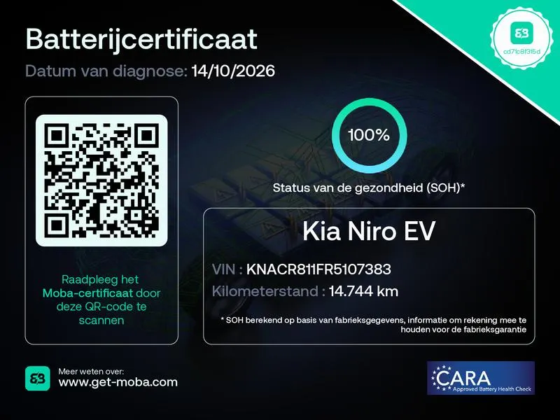 Kia Niro EV Edition Advanced 64.8 kWh Accu 100% | 1e Eigenaar | Dealer onderhouden | Cruise Control Adaptief | Stoelverwarming | Camera | Apple Carplay & Android Auto | Leder | Fabrieksgarantie t/m 28-3-2031 + 3x 1 jaar* | NAP