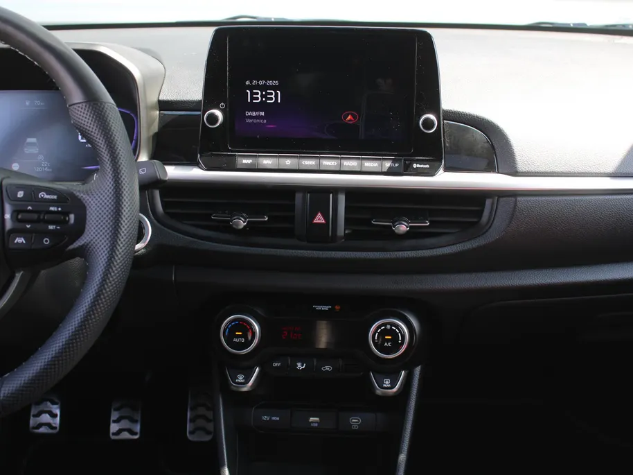 Kia Picanto 1.0 DPI GT-Line | Stuur-/stoelverwarming | Schuifdak | Camera | Dodehoek detectie | Telefoonlader | Clima | Navi | 16' LM | LED | Cruise |