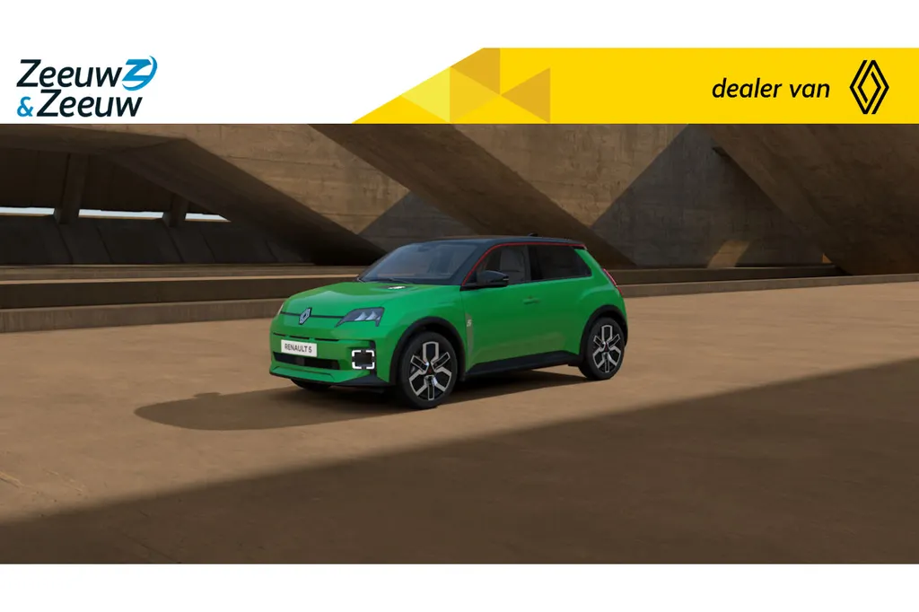 Renault 5 comfort range techno 52 kWh Nu uit voorraad leverbaar met Gratis 5 jaar fabrieksgarantie en € 3.300,- Zeeuw & Zeeuw korting !