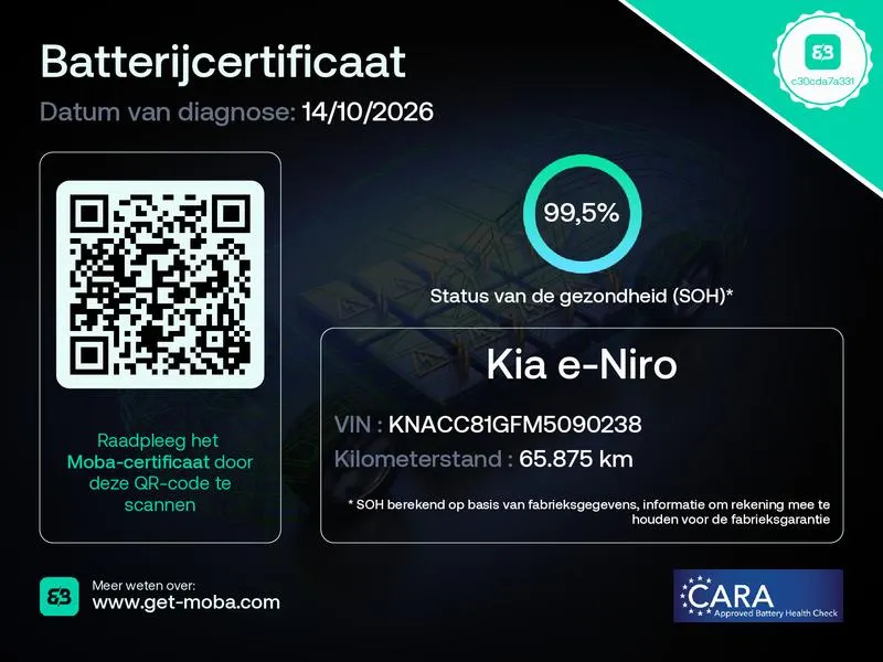 Kia e-Niro DynamicPlusLine 64 kWh | SOH 99,5 % | 3 Fase laden | 1e Eigenaar | Dealer onderhouden | Stoelverwarming | Schuif-/kanteldak | Fabrieksgarantie t/m 24-08-2029 + 3x 1 jaar |  NAP |