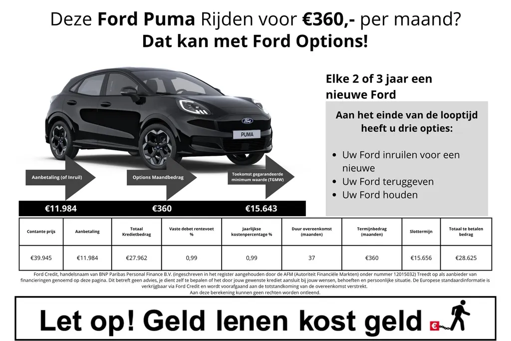 Ford Puma Gen-E Premium 46,8 kWh | 4.400,- Ready Set Ford Bonus | Driver Assistancepack | Winterpack | Matrix Ledkoplampen | Panoramadak | El. Achterklep | BLIS | Nieuw te bestellen bij Zeeuw & Zeeuw Ford Schoonhoven |