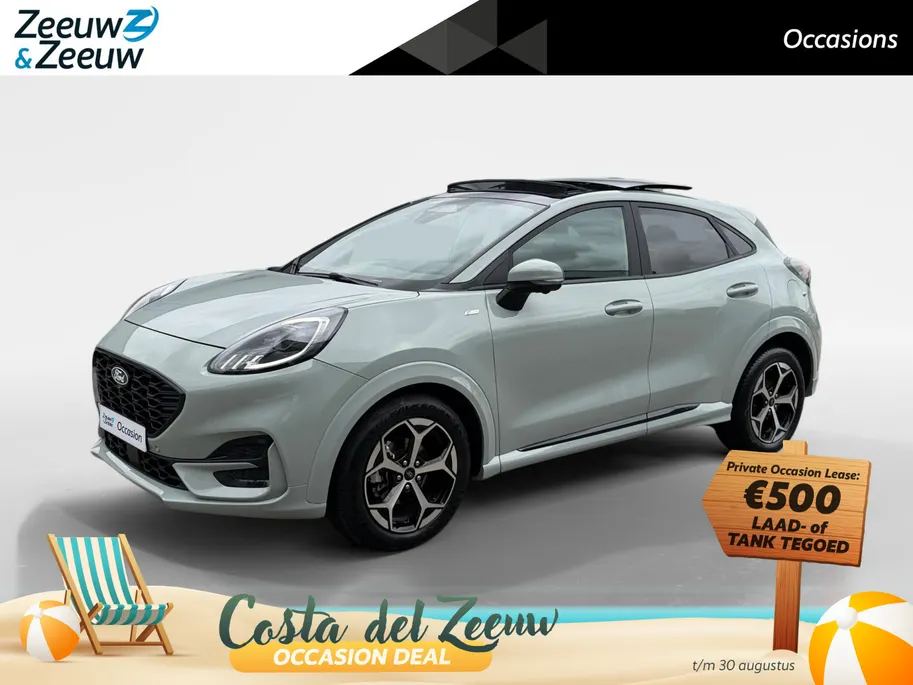 Ford Puma 1.0 EcoBoost Hybrid ST-Line | Automaat | Pano dak | Adapt. Cruise control | BLIS | Elektr. achterklep | Winter pack | Parkeersensoren voor en achter | 360 graden camera | Draadloos opladen mobiel | Fabrieksgarantie |