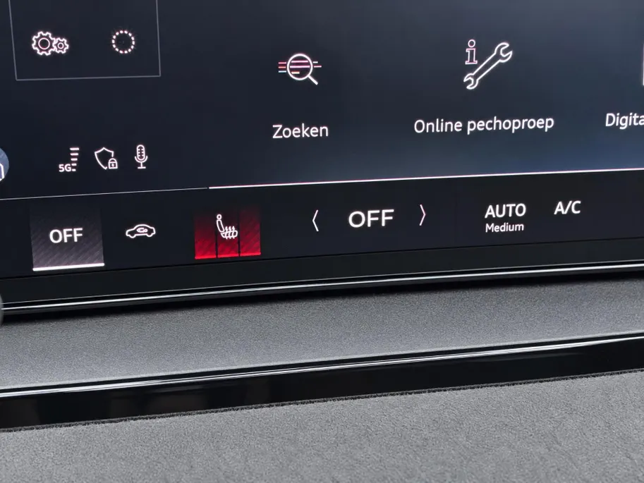 Audi Q6 e-tron S edition performance 100 kWh 306pk · SOH 98,1% · Panoramadak · Warmtepomp · 360 Camera · Wegklapbare Trekhaak · Bang & Olufsen · Kuipstoel · 21'' Inch · Garantie t/m 21-01-2031 of 100.000km