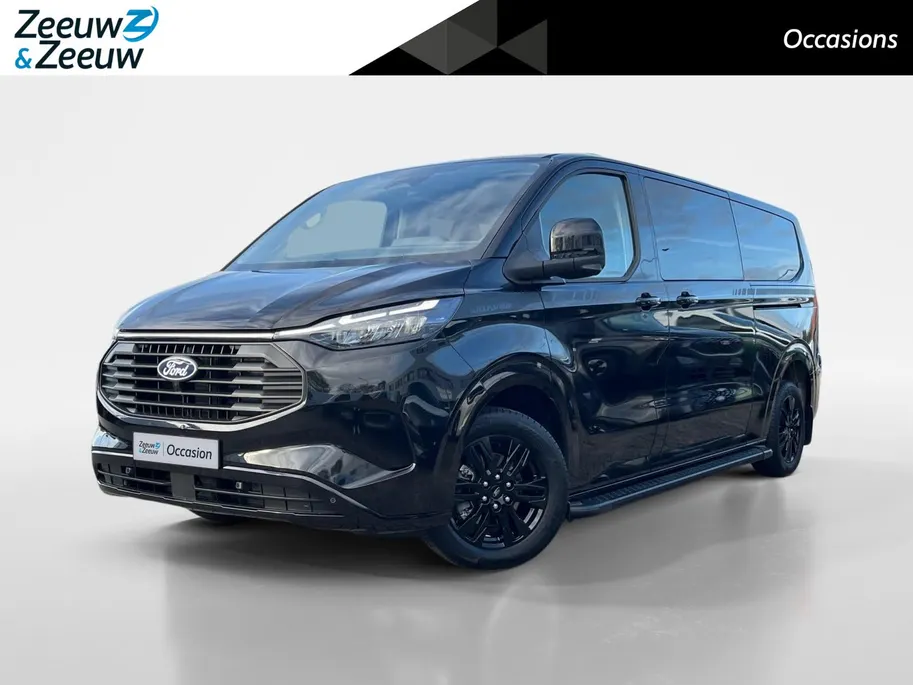 Ford Transit Custom 320 2.5 PHEV L2H1 Black Platinum DC EXCL. BTW &  | 233 pk Automaat | Lederen bekleding | Navigatie | Treeplanken | LM velgen 17' zwart | 360 graden camera | Dubbele schuifdeur