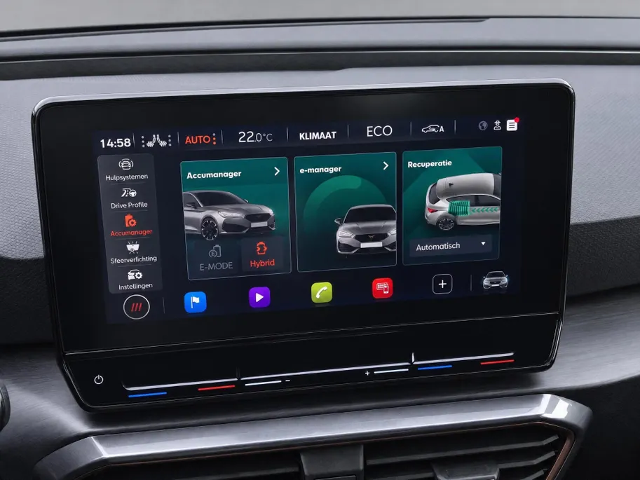 CUPRA Leon 1.4TSIeHybrid 180kW/245PK PHEV VZ · Leder/Stof · Apple/Android Car Play · Stoel- & stuurverwarming