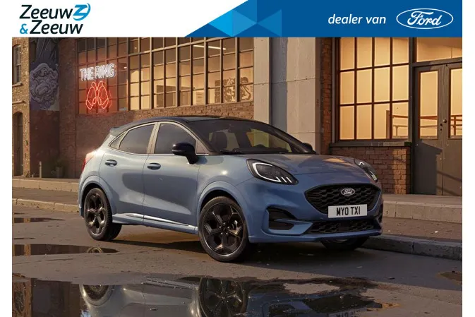 Ford Puma 1.0 EcoBoost Hybrid Blue Cruise Edition 125 PK | 5.000,- Ready Set Ford Bonus | Gratis automaat t.w.v. 1.500,-! | Handsfree rijden* | Vapor Blue | 18' Zwarte velgen | Blue Cruise | Driver Assistance Pack | 0,99% rente icm Ford Options
