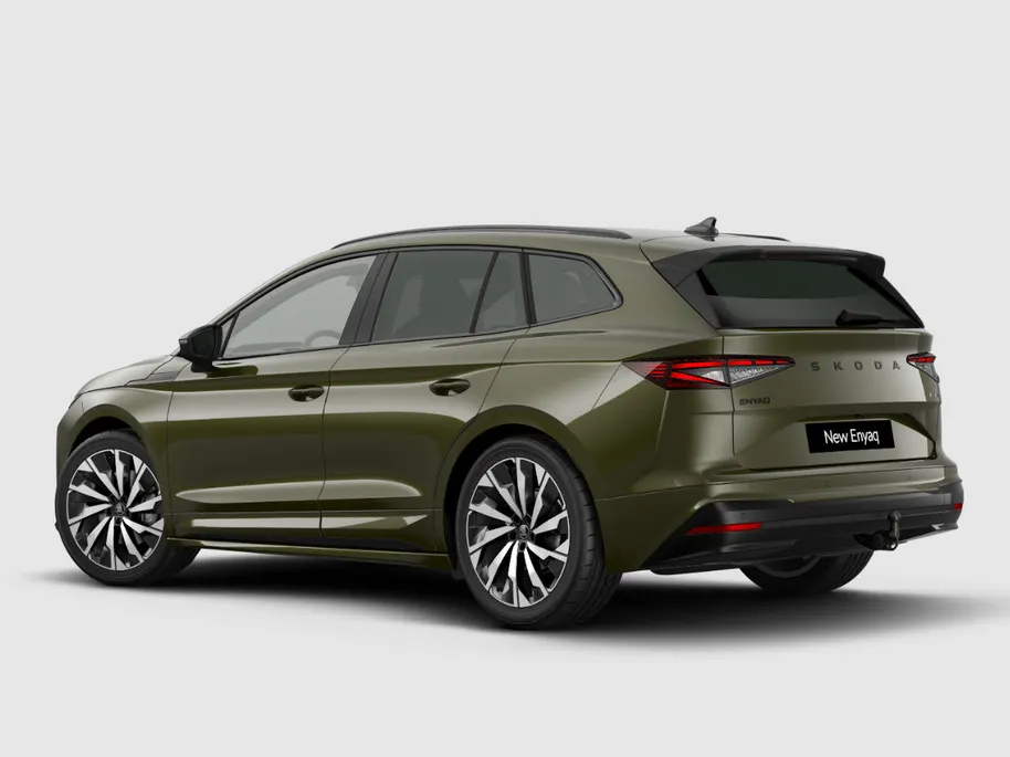 Škoda Enyaq iV Sportline Tour Edition 85 |  Olibo Green |  21' inch velgen Supernova | panoramisch schuif/kanteldak |  Elektrisch wegklapbare trekhaak |  Business Upgrade - Advanced | 2.500,- inruilbonus!!