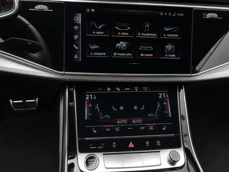 Audi Q8 60 TFSIe 490pk Tiptronic Quattro Pro Line S Comp · Panoramadak · Luchtvering · Laser LED · Wegklapbare Trekhaak · Elek. Voorstoelen · Nachtzicht · 23'' Inch · Garantie t/m 11-03-2031 of 100.000km