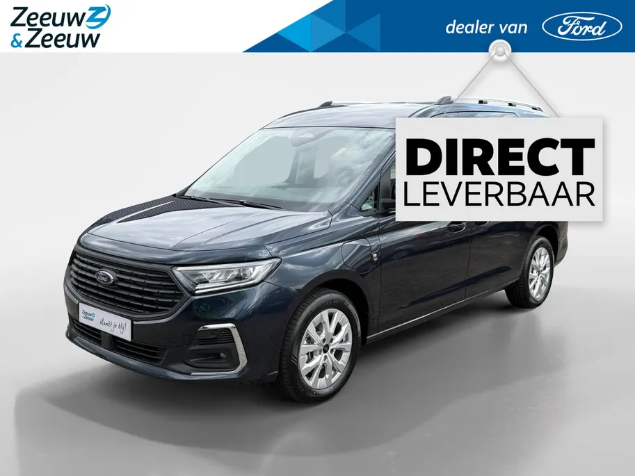 Ford Transit Connect Ford Tourneo Connect PHEV L2 Titanium 7p. | Uit Voorraad Leverbaar | Geel Kenteken | Automaat | Trekhaak | AGR Gecertificeerde Voorstoelen | Achteruitrijcamera | Winter Pakket | Adaptieve Cruise Control